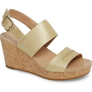 UGG Australia ELENA II METALLIC Wedge Sandal Women's US:7 Retail $130
